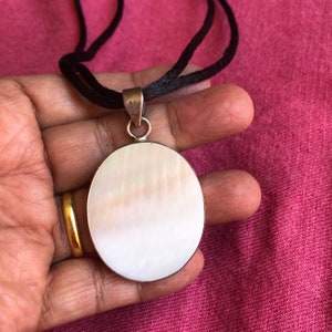 Handcrafted Mother of Pearl Silver Pendant: Amulet Talisman