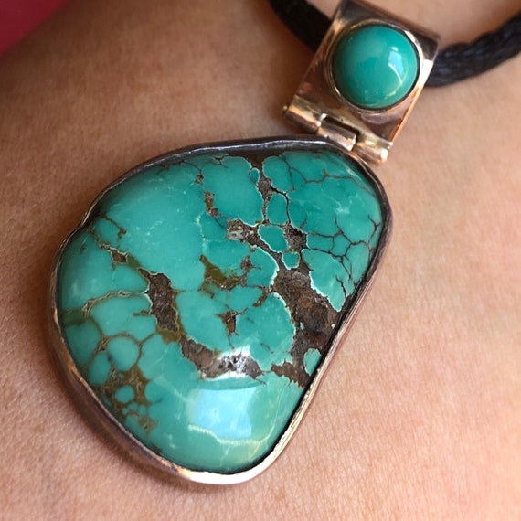 Old Tibetan turquoise pendant - image 3