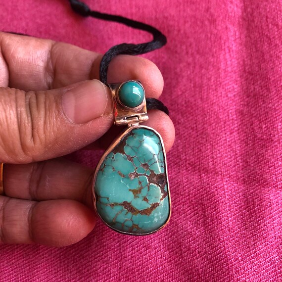 Old Tibetan turquoise pendant - image 4