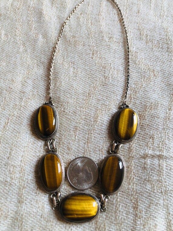 Large and Beautiful Tiger eye and silver necklace - image 7