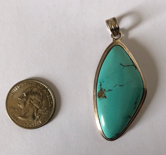 Tibetan silver and turquoise pendant - image 2