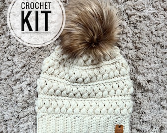 Crochet Beanie Kit, Crochet Hat Kit, DIY Beanie Crochet Kit, DIY Crochet Kit, Do It Yourself Crochet Kit, Crochet Christmas Gift, Maker Gift