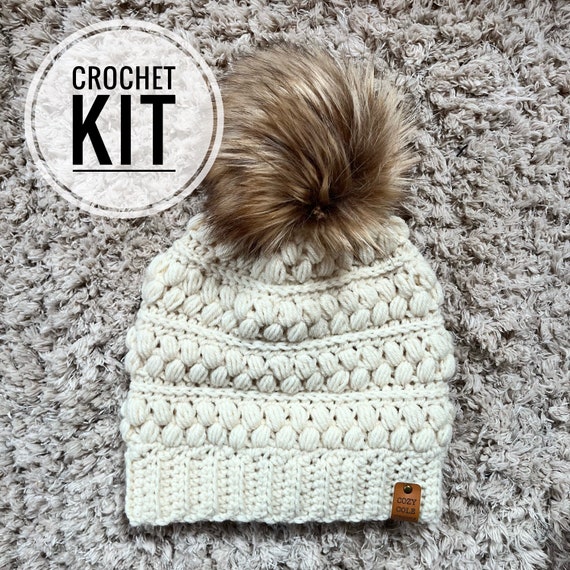 Crochet Beanie Kit, Crochet Hat Kit, DIY Beanie Crochet Kit, DIY