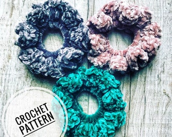 PATRÓN - The Cyndi Scrunchie - DESCARGA DIGITAL, Patrón Velvet Crochet Scrunchie