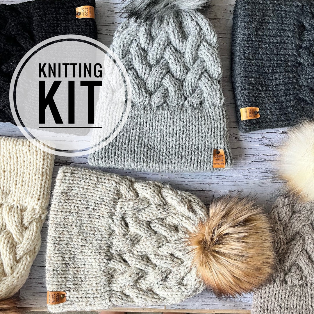 Cozy Knit Kit, MUSKOKA BEANIE, Knitted Hat Kit, DIY Knit Kit, Knitting