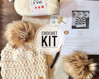 Crochet Beanie Kit, Crochet Hat Kit, DIY Beanie Crochet Kit, DIY Crochet Kit, Do It Yourself Crochet Kit, Crochet Christmas Gift, Maker Gift