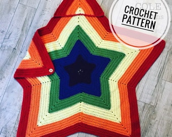 PATTERN Crochet Hooded Star Babywearing Blanket, DIGITAL DOWNLOAD, Crochet Blanket Pattern, Baby Wearing Blanket Pattern, Hand Made Handmade