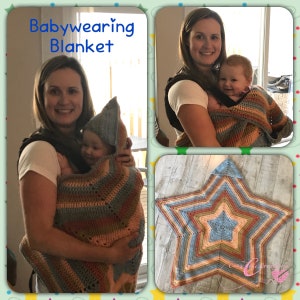 PATTERN Crochet Hooded Star Babywearing Blanket, DIGITAL DOWNLOAD, Crochet Blanket Pattern, Baby Wearing Blanket Pattern, Hand Made Handmade image 2