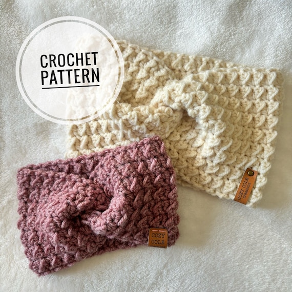 Beginner Crochet Earwarmer Pattern, WINTERBOURNE EARWARMER, digital download, easy crochet pattern, twisted crochet headband, worsted weight