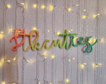 Custom wire name, knit wire word, custom name sign, playroom decorations, wedding name sign, custom wall hanging, baby nursery sign , I-cord