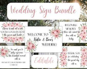Wedding Sign Bundle - EDITABLE, DIGITAL DOWNLOAD