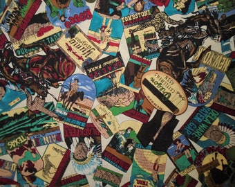 High Noon Western Cotton, by Hoffman International, Vivid Attributes Of Western Culture, Cowboys/Girls, Prospectors, Indians, by the yard