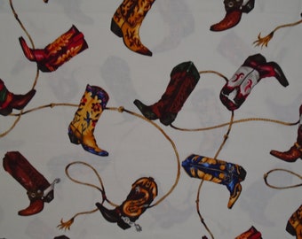 Well Heeled Cowboy Cotton, Nicole de Leon for Alexander Henry Fabrics, 2 Background Colors with Ropes, Creamy White 35" and Black 22",