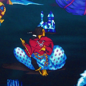 Southwestern Indian Women, vintage 2000 Alexander Henry premium cotton print, deep colors, adorned baskets, pottery