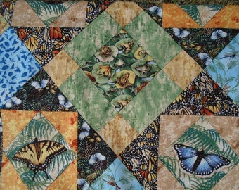 Creature Comforts Cotton, Vintage 2003 Springs Industry Quilters Block Print, Butterflies, Bees, Dragonflies, Frogs, fabric by the yard/half
