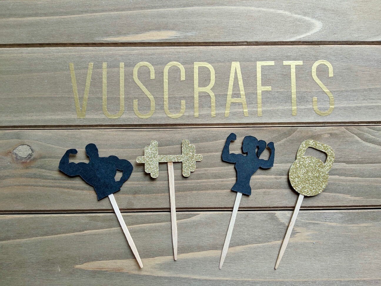 12 Pcs Gym Theme Party Decorations Weight Lifting Cupcake Etsy