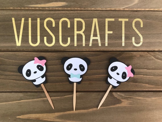 Your Choice Of Any 12 Set Of 12 Personalized Panda Bear 2nd Birthday Party Cupcake Toppers
