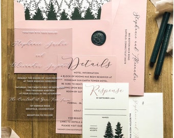 Clear Wedding Invitation. Vinyl Invitation. 5x7. Transparnet Invitations