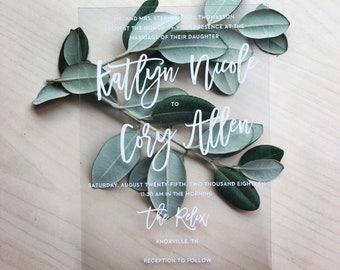 Clear Wedding Invitation. Vinyl Invitation. 5x7. Transparnet Invitations