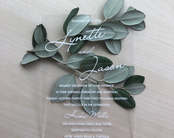 5x7 Thick Acrylic Wedding Invitation. Clear Invitation. Transparnet Invitations
