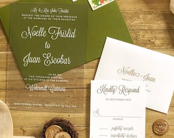 Clear Wedding Invitation. Vinyl Invitation. 5x7. Transparnet Invitations