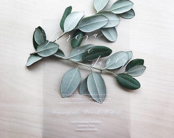 Clear Wedding Invitation. Vinyl Invitation. 5x7. Transparnet Invitations