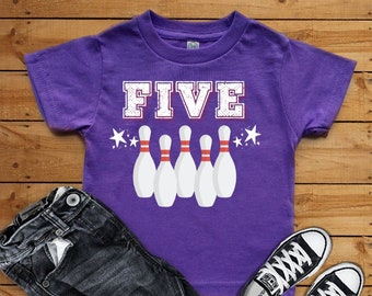 Kinderen Bowling Shirt, Bowling Shirt, kinderen Birthday Shirt, Bowling spel, Bowling sport, Kids peuter Bowlen, 5e verjaardag Shirt, korte sleev