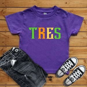Tres Spanish Birthday, 3rd Birthday, Three Year Old Birthday T-Shirt, Feliz Cumpleanos, Tres Anos, Spanish Nino, Fiesta Birthday Shirt