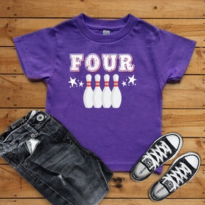 Bowling, Bowling Game Shirt, 4th Birthday, Kids Birthday TShirt, Kids Birthday Gift, Kids Bowling Shirt, Short sleeve kids t-shirt