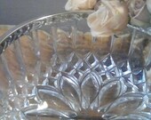 Vintage Cut Glass Crystal Bowl with Silver Plate Rim, 1960 Leaded Glass Bowl With Silver Plate Rim, Sunflower Design, 8 quot Across 3 1 4 quot Tall
