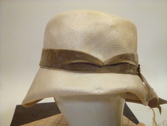 Vintage Ladys Hat, Ivory Straw Hat, Size 22, Fall… - image 8