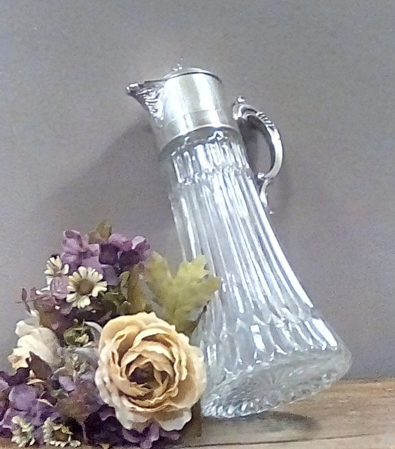 Download Vintage Pressed Glass and Silver Plate 14 Pitcher for | Etsy
