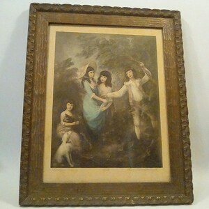 Antique Print, Gainesborough Print, Thomas Gainesborough Original Print of the Marsham Family. Early 1800s, 19 x 15, Original Matte