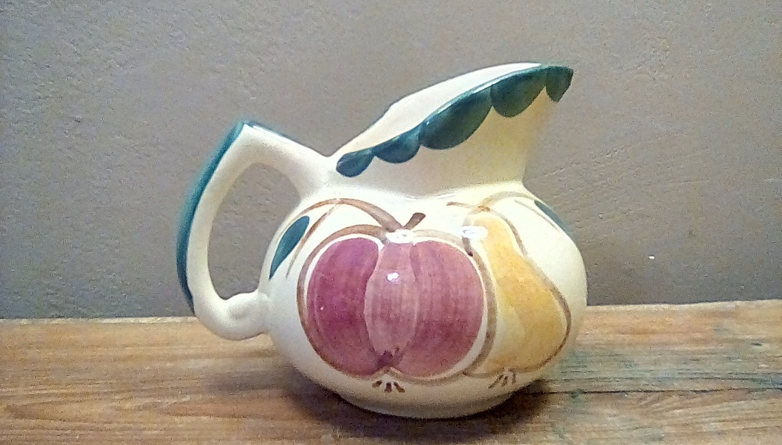 Stoneware Serving Pitcher with Apple, Pear and Grapes – The Standing Rabbit