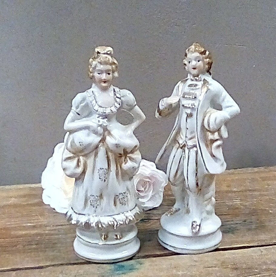 Vintage Porcelain Figurines Colonial 7 Tall Handpainted Etsy