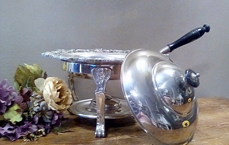 Vintage Silver Plate Chafing Dish With Original Oil Burner. Etsy