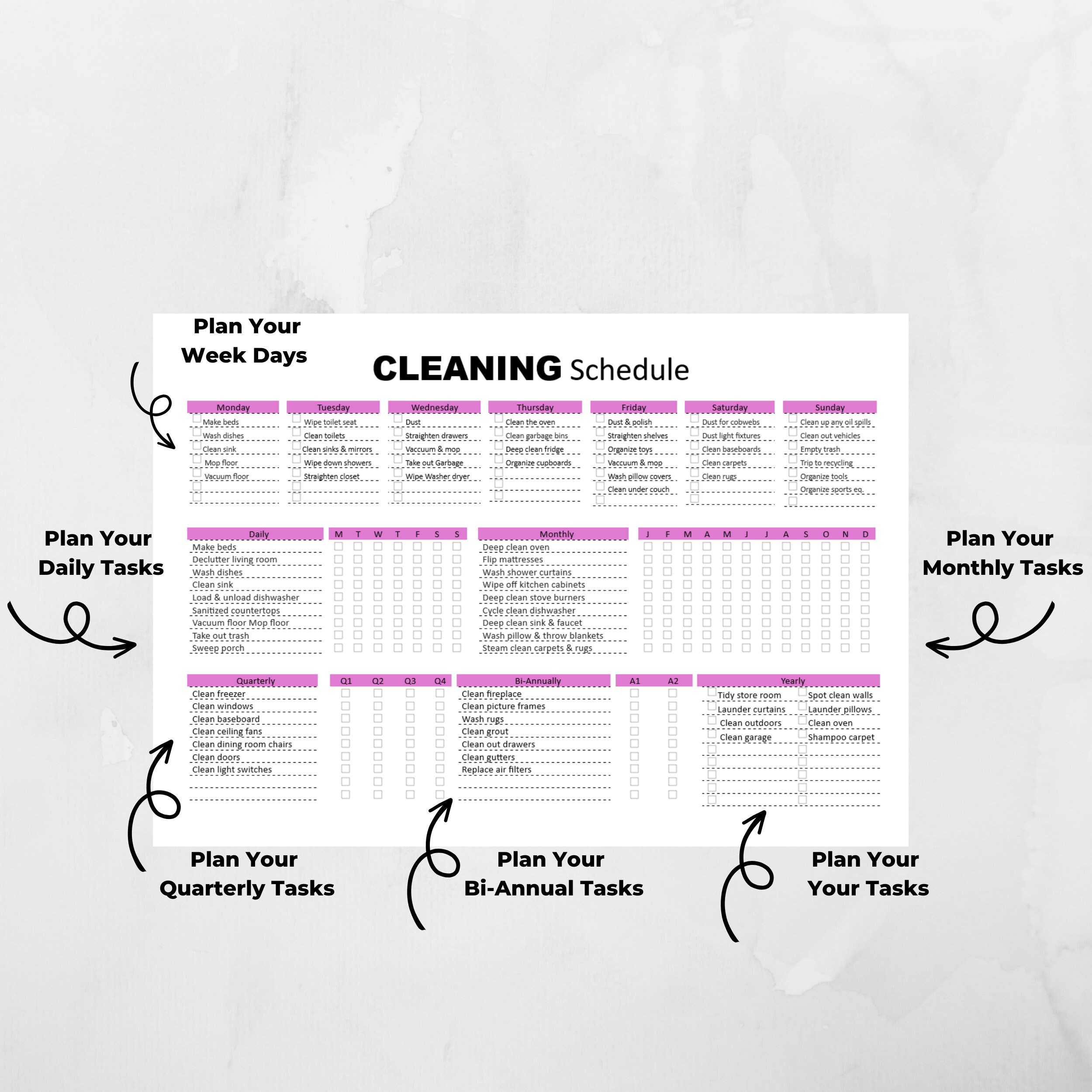 EDITABLE Cleaning Schedule Planner Word Fillable Printable Cleaning ...