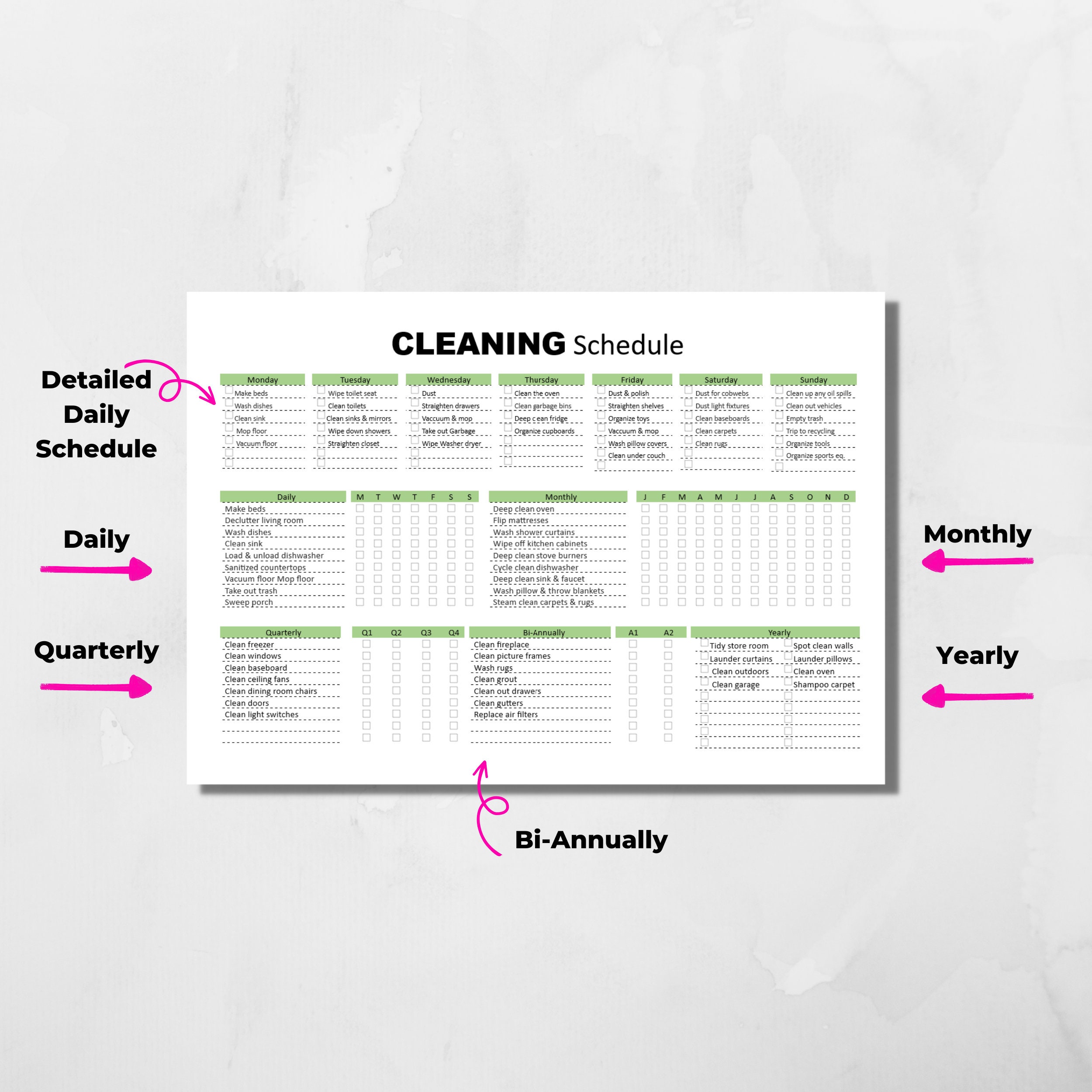 EDITABLE Cleaning Schedule Planner Word Fillable Printable Cleaning ...