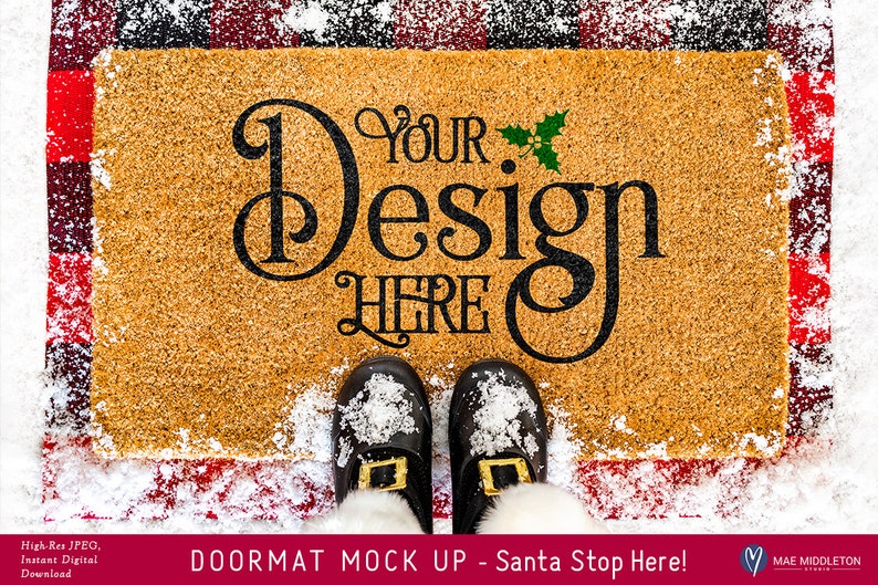 Download Coir Doormat Mockup For Christmas Styled Photo Etsy