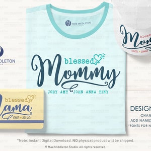 Blessed Mom, Mommy, Mama, Printable, Cut File, Svg, Png, Eps, Dxf File ...