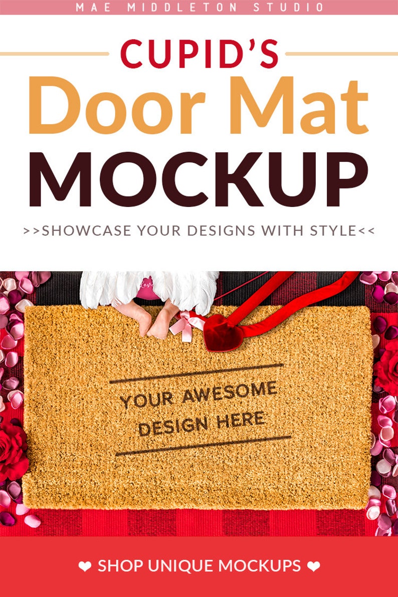 Download Cupid's Coir door mat mock up styled photo | Etsy