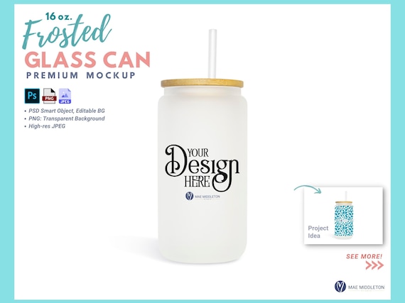 Glass Can with Lid and Straw Mockup - Free Download Images High