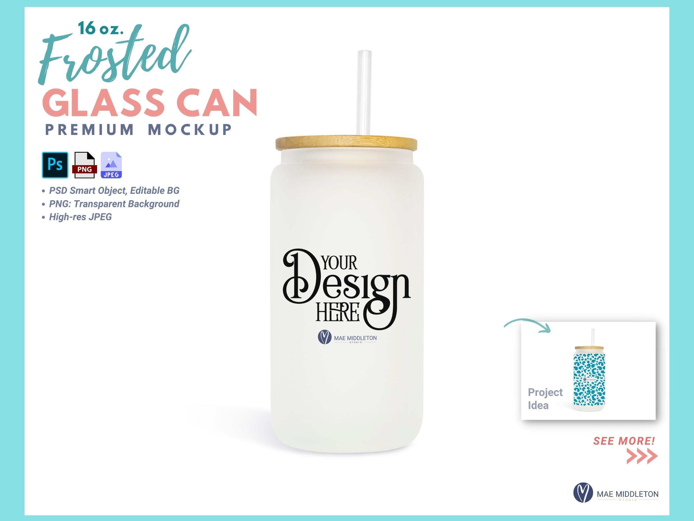 Frosted Glass Beer Can Mockup