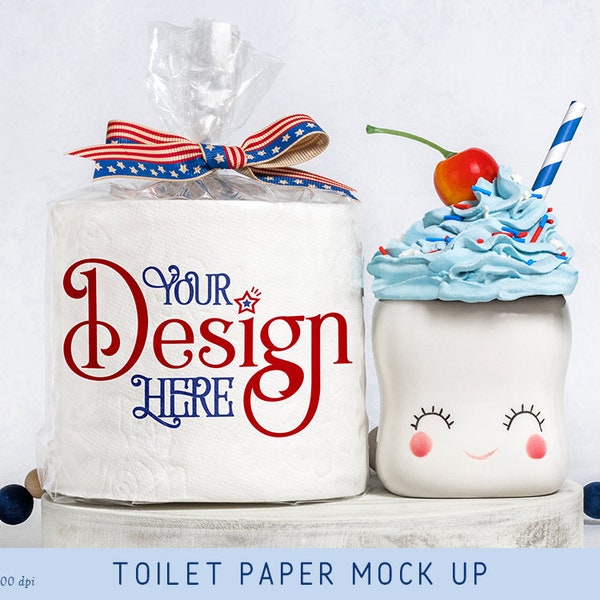 Toilet Paper mock up, styled photo for 4th of July, patriotic, americana