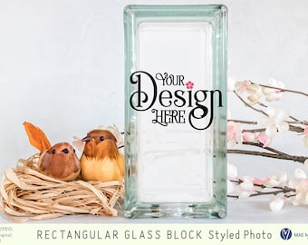 Rektangulärt glasblockmodell för hantverkare, stylat foto