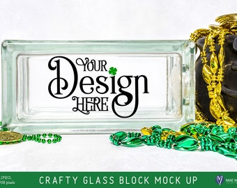 Crafty Glass Block mockup, stylat foto