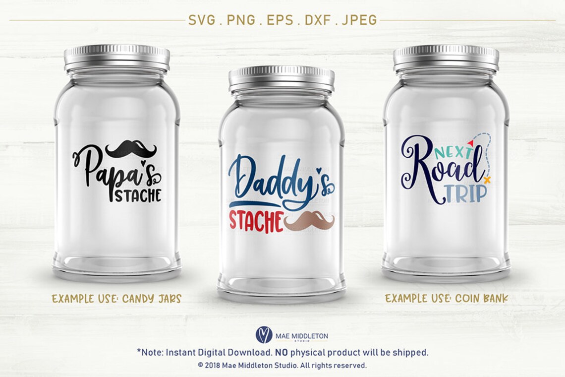 Mason Jar Designs Bundle Grandpa's Stache Daddy's - Etsy