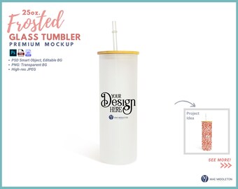 25 oz Frosted Glass Tumbler Mockup for Sublimation | jpg, png, psd files