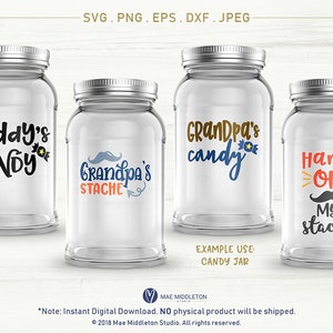 Mason Jar Designs Bundle! Grandpa's Stache, Daddy's Stache, Bless You ...