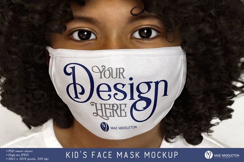 Download Girl S Face Mask Mockup White Jpg Psd Files Etsy